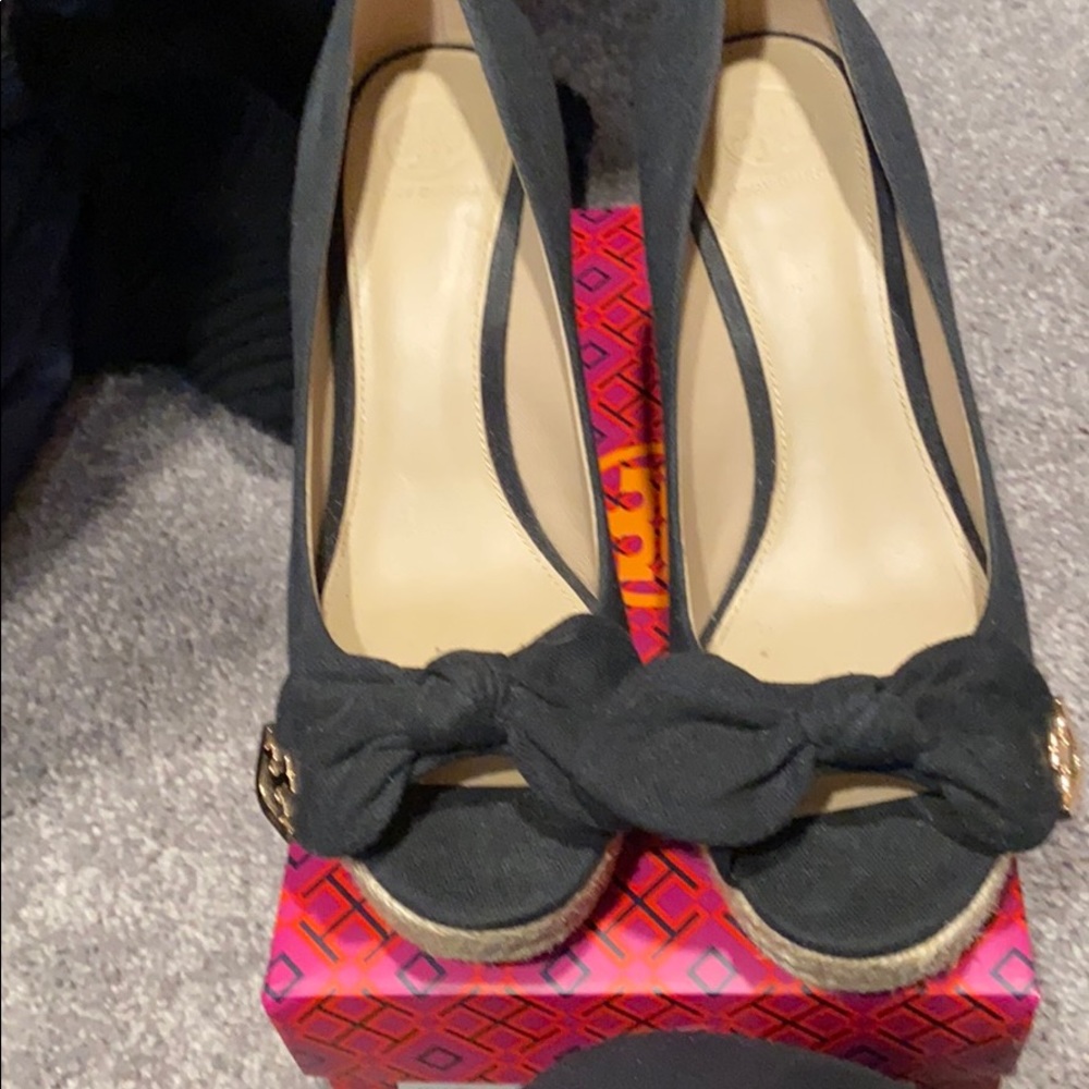 Tory Burch black wedge brand new
